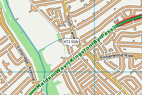 KT3 5QN map - OS VectorMap District (Ordnance Survey) KT3 5QN map - OS VectorMap District (Ordnance Survey)
