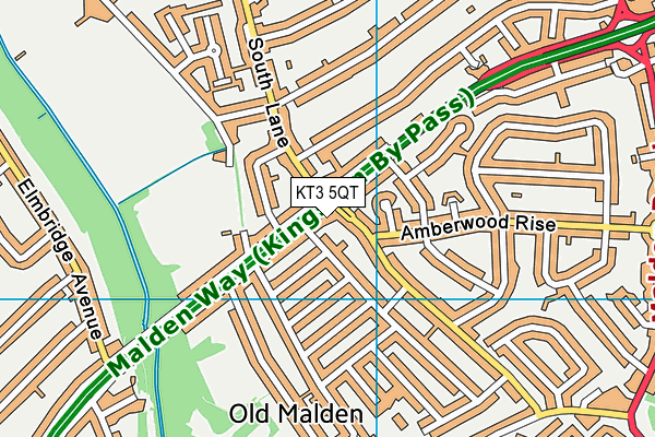 KT3 5QT map - OS VectorMap District (Ordnance Survey) KT3 5QT map - OS VectorMap District (Ordnance Survey)