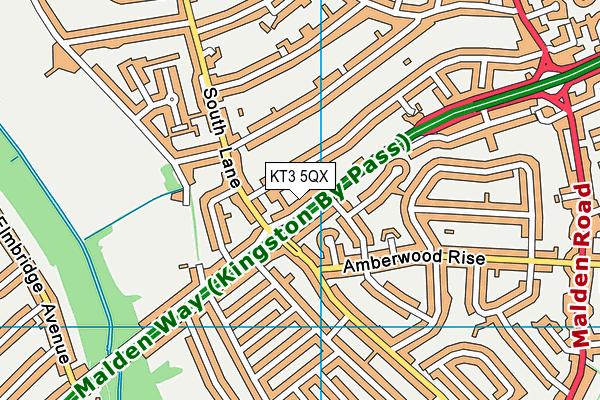 KT3 5QX map - OS VectorMap District (Ordnance Survey) KT3 5QX map - OS VectorMap District (Ordnance Survey)