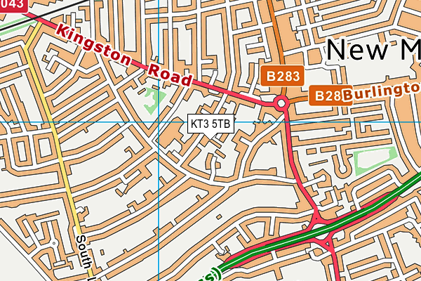 KT3 5TB map - OS VectorMap District (Ordnance Survey) KT3 5TB map - OS VectorMap District (Ordnance Survey)