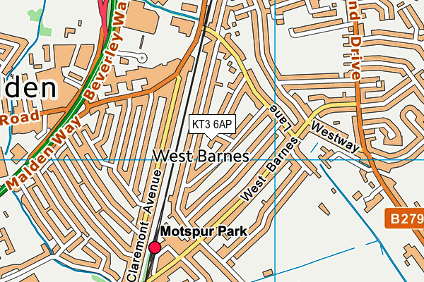 KT3 6AP map - OS VectorMap District (Ordnance Survey) KT3 6AP map - OS VectorMap District (Ordnance Survey)