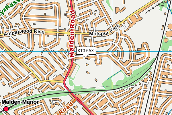 KT3 6AX map - OS VectorMap District (Ordnance Survey) KT3 6AX map - OS VectorMap District (Ordnance Survey)