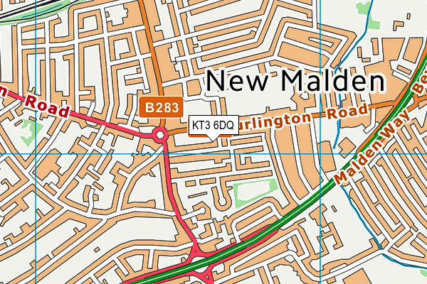 KT3 6DQ map - OS VectorMap District (Ordnance Survey) KT3 6DQ map - OS VectorMap District (Ordnance Survey)