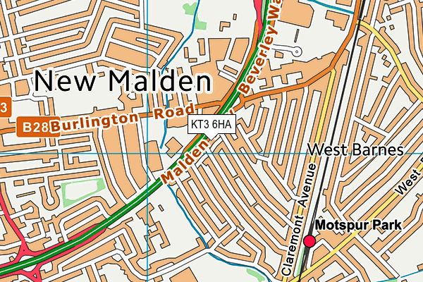 KT3 6HA map - OS VectorMap District (Ordnance Survey) KT3 6HA map - OS VectorMap District (Ordnance Survey)