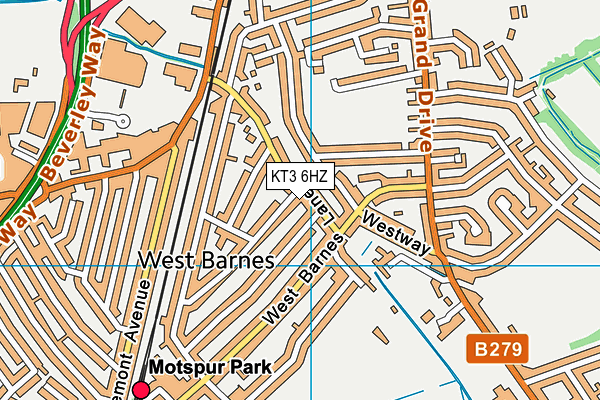 KT3 6HZ map - OS VectorMap District (Ordnance Survey) KT3 6HZ map - OS VectorMap District (Ordnance Survey)