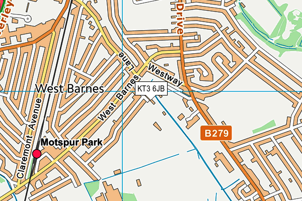 KT3 6JB map - OS VectorMap District (Ordnance Survey) KT3 6JB map - OS VectorMap District (Ordnance Survey)