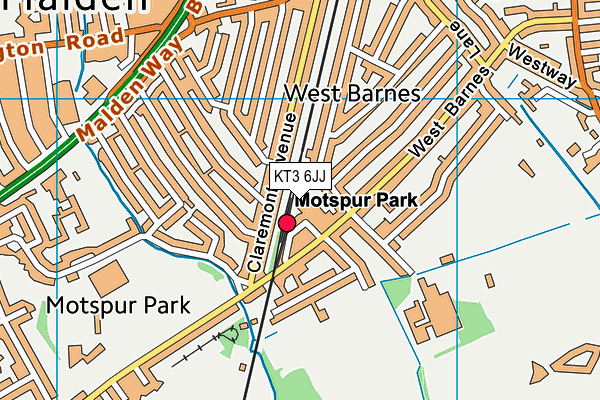 KT3 6JJ map - OS VectorMap District (Ordnance Survey) KT3 6JJ map - OS VectorMap District (Ordnance Survey)