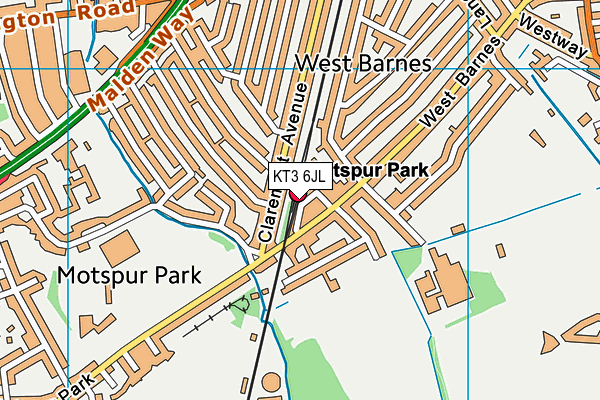 KT3 6JL map - OS VectorMap District (Ordnance Survey) KT3 6JL map - OS VectorMap District (Ordnance Survey)