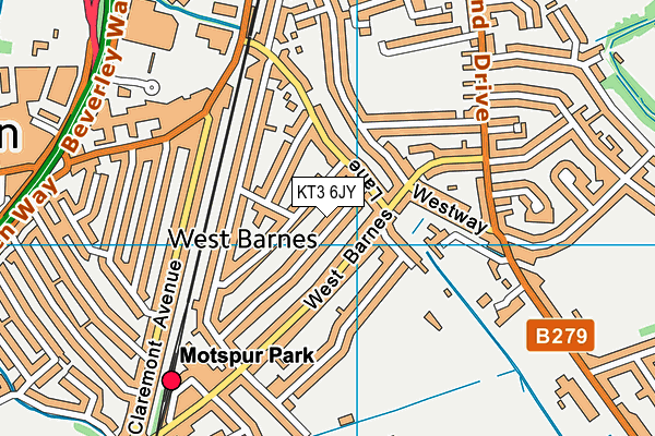 KT3 6JY map - OS VectorMap District (Ordnance Survey) KT3 6JY map - OS VectorMap District (Ordnance Survey)