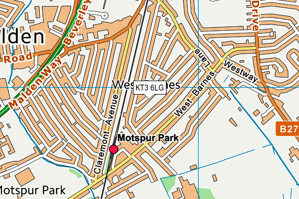 KT3 6LG map - OS VectorMap District (Ordnance Survey) KT3 6LG map - OS VectorMap District (Ordnance Survey)