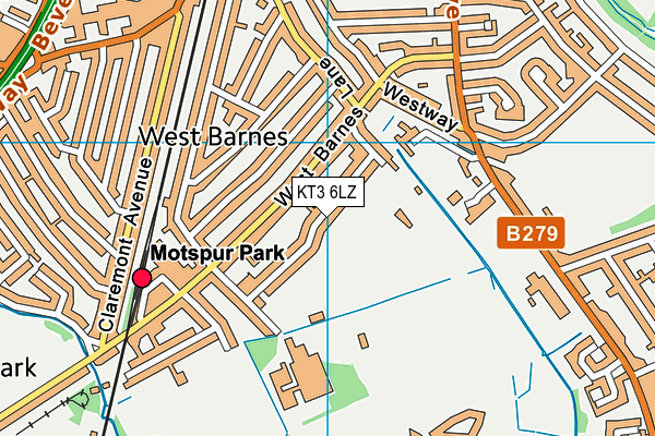 KT3 6LZ map - OS VectorMap District (Ordnance Survey) KT3 6LZ map - OS VectorMap District (Ordnance Survey)
