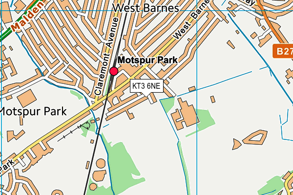 KT3 6NE map - OS VectorMap District (Ordnance Survey) KT3 6NE map - OS VectorMap District (Ordnance Survey)