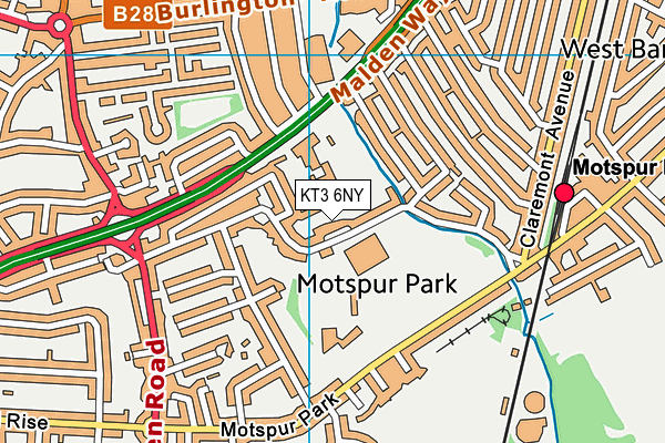 KT3 6NY map - OS VectorMap District (Ordnance Survey) KT3 6NY map - OS VectorMap District (Ordnance Survey)