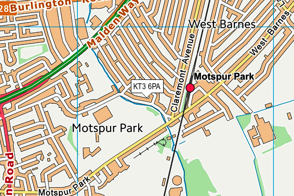 KT3 6PA map - OS VectorMap District (Ordnance Survey) KT3 6PA map - OS VectorMap District (Ordnance Survey)