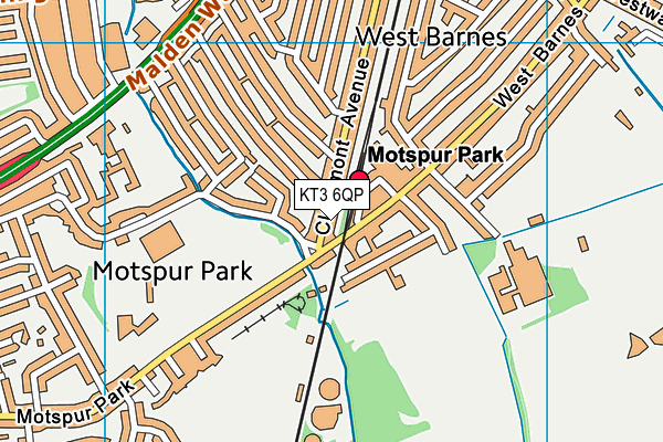 KT3 6QP map - OS VectorMap District (Ordnance Survey) KT3 6QP map - OS VectorMap District (Ordnance Survey)