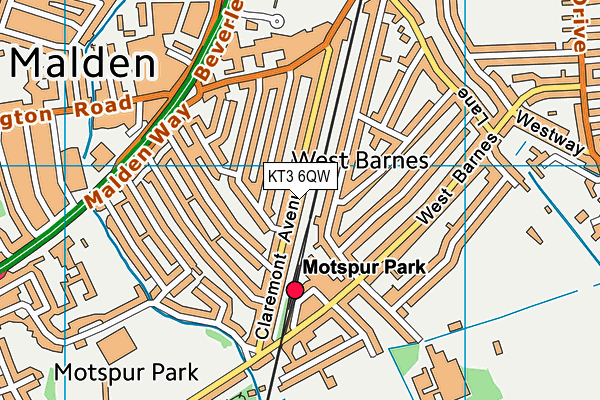 KT3 6QW map - OS VectorMap District (Ordnance Survey) KT3 6QW map - OS VectorMap District (Ordnance Survey)