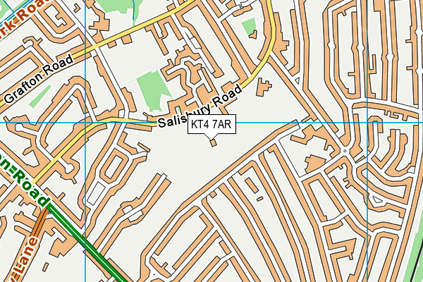 KT4 7AR map - OS VectorMap District (Ordnance Survey)