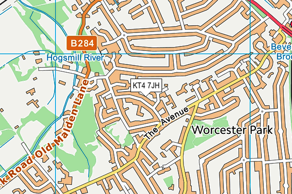 KT4 7JH map - OS VectorMap District (Ordnance Survey) KT4 7JH map - OS VectorMap District (Ordnance Survey)