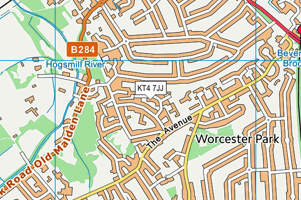 KT4 7JJ map - OS VectorMap District (Ordnance Survey) KT4 7JJ map - OS VectorMap District (Ordnance Survey)