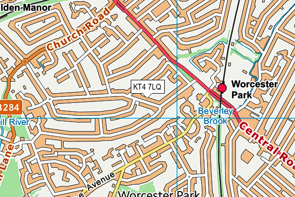 KT4 7LQ map - OS VectorMap District (Ordnance Survey)
