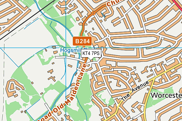 KT4 7PS map - OS VectorMap District (Ordnance Survey) KT4 7PS map - OS VectorMap District (Ordnance Survey)