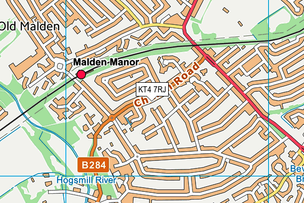KT4 7RJ map - OS VectorMap District (Ordnance Survey) KT4 7RJ map - OS VectorMap District (Ordnance Survey)