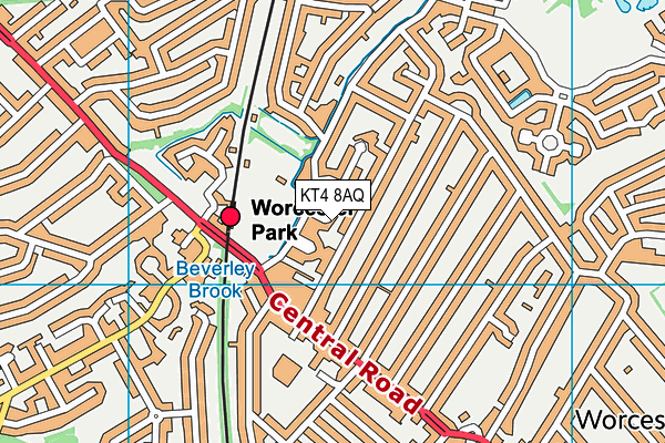 KT4 8AQ map - OS VectorMap District (Ordnance Survey)