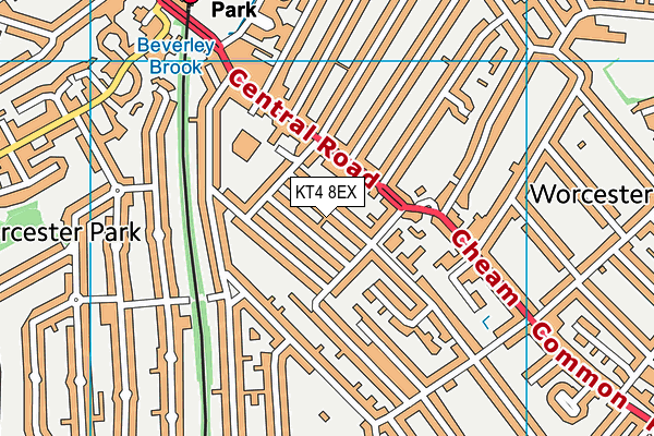 KT4 8EX map - OS VectorMap District (Ordnance Survey) KT4 8EX map - OS VectorMap District (Ordnance Survey)