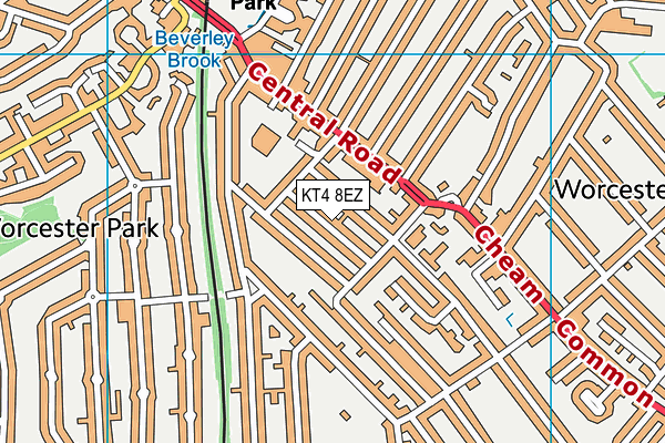 KT4 8EZ map - OS VectorMap District (Ordnance Survey)