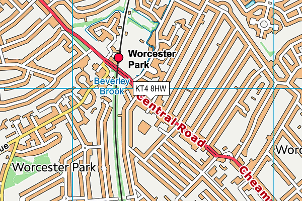 KT4 8HW map - OS VectorMap District (Ordnance Survey) KT4 8HW map - OS VectorMap District (Ordnance Survey)