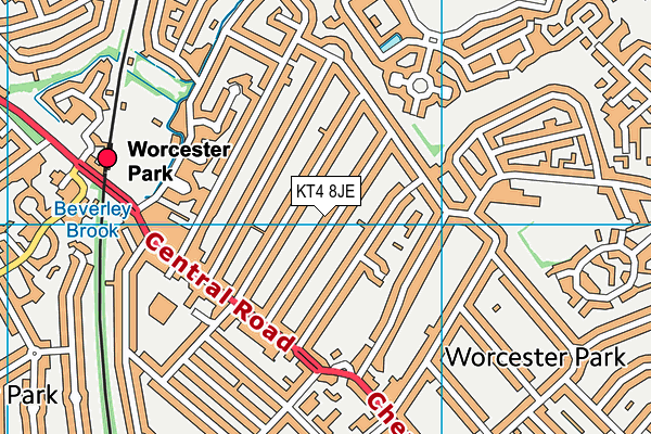 KT4 8JE map - OS VectorMap District (Ordnance Survey) KT4 8JE map - OS VectorMap District (Ordnance Survey)