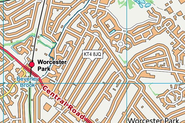 KT4 8JQ map - OS VectorMap District (Ordnance Survey)