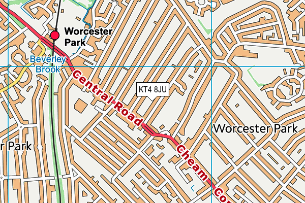 KT4 8JU map - OS VectorMap District (Ordnance Survey)
