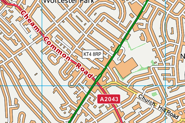 KT4 8RP map - OS VectorMap District (Ordnance Survey)