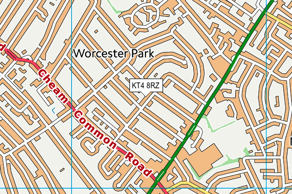 KT4 8RZ map - OS VectorMap District (Ordnance Survey)