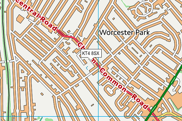 KT4 8SX map - OS VectorMap District (Ordnance Survey)