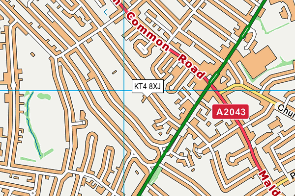 KT4 8XJ map - OS VectorMap District (Ordnance Survey)