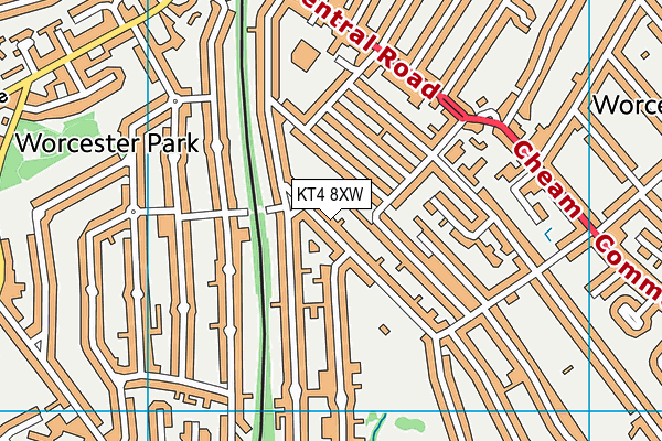 KT4 8XW map - OS VectorMap District (Ordnance Survey) KT4 8XW map - OS VectorMap District (Ordnance Survey)