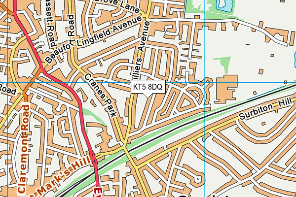 KT5 8DQ map - OS VectorMap District (Ordnance Survey)