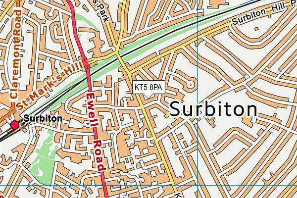 KT5 8PA map - OS VectorMap District (Ordnance Survey) KT5 8PA map - OS VectorMap District (Ordnance Survey)