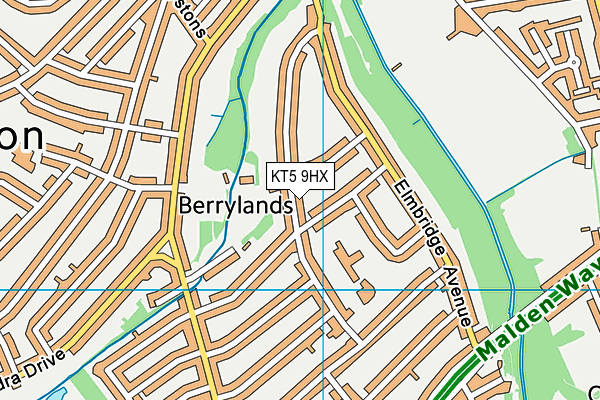 KT5 9HX map - OS VectorMap District (Ordnance Survey)