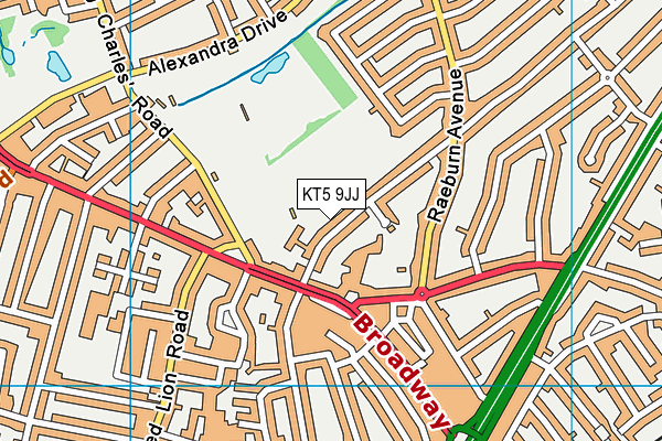 KT5 9JJ map - OS VectorMap District (Ordnance Survey) KT5 9JJ map - OS VectorMap District (Ordnance Survey)