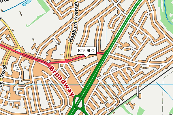 KT5 9LQ map - OS VectorMap District (Ordnance Survey) KT5 9LQ map - OS VectorMap District (Ordnance Survey)