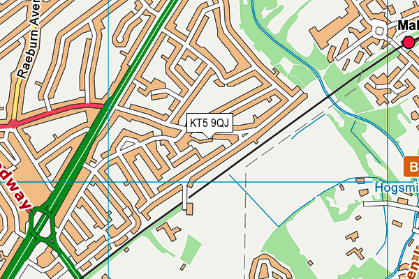 KT5 9QJ map - OS VectorMap District (Ordnance Survey) KT5 9QJ map - OS VectorMap District (Ordnance Survey)