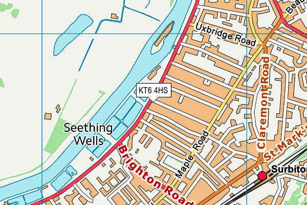 KT6 4HS map - OS VectorMap District (Ordnance Survey) KT6 4HS map - OS VectorMap District (Ordnance Survey)