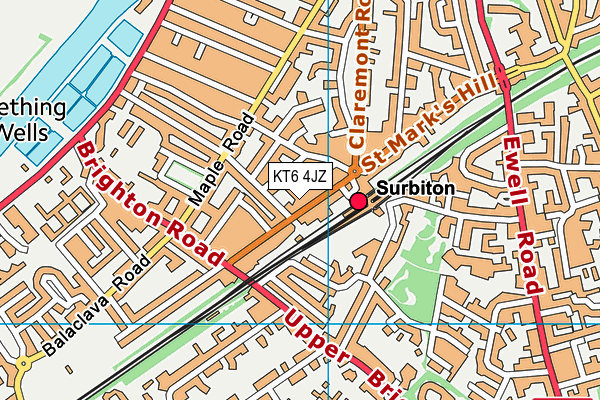 KT6 4JZ map - OS VectorMap District (Ordnance Survey)