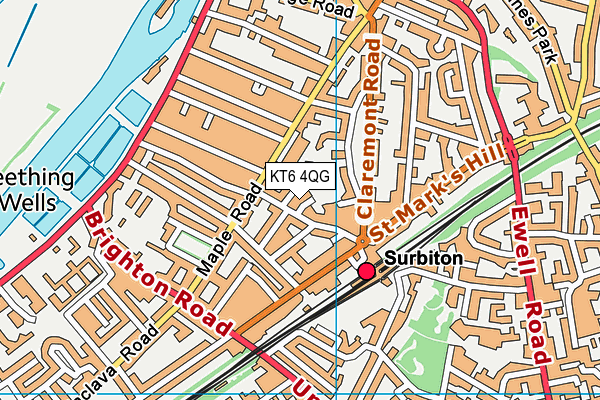 KT6 4QG map - OS VectorMap District (Ordnance Survey) KT6 4QG map - OS VectorMap District (Ordnance Survey)