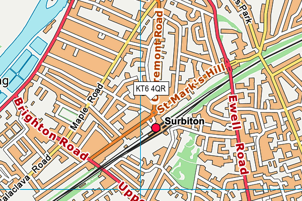KT6 4QR map - OS VectorMap District (Ordnance Survey)