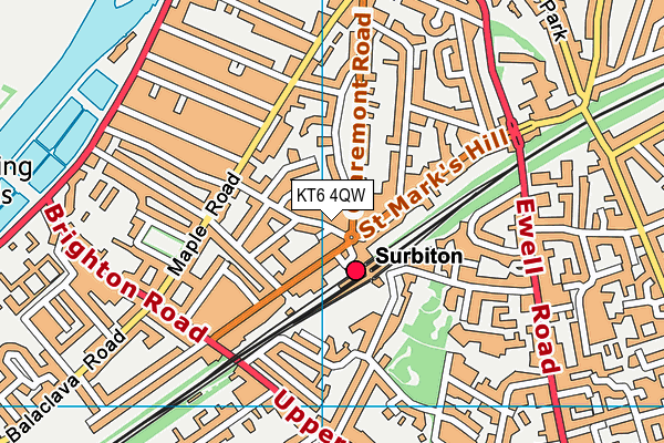 KT6 4QW map - OS VectorMap District (Ordnance Survey) KT6 4QW map - OS VectorMap District (Ordnance Survey)