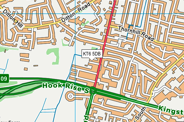 KT6 5DB map - OS VectorMap District (Ordnance Survey) KT6 5DB map - OS VectorMap District (Ordnance Survey)